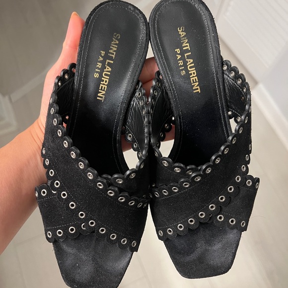 Saint Laurent suede slides - Picture 3 of 4